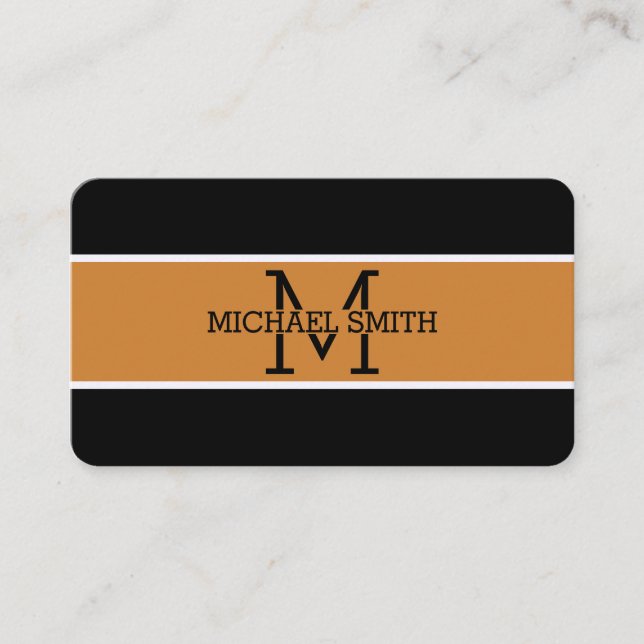 Tarjeta De Visita Monogram Professional Bronze Modern (Anverso)