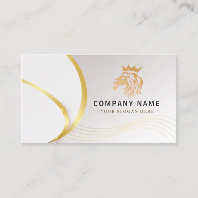 Tarjeta De Visita Monogram Professional Gold Lion Logo (Anverso)