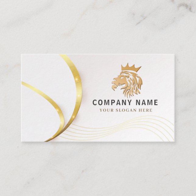 Tarjeta De Visita Monogram Professional Gold Lion Logo (Anverso)