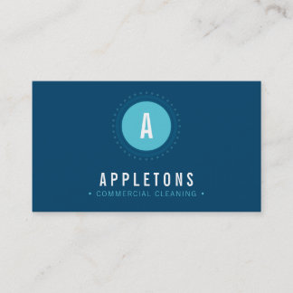 Tarjeta De Visita MONOGRAM SPOT moderno minimalista negrita turquesa