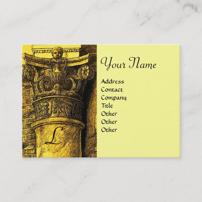 Tarjeta De Visita MONOGRAMA 2 CLÁSICO, amarillo marrón claro (Anverso)