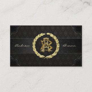 Tarjeta De Visita Monograma AB y BA [Gold+Fabric]