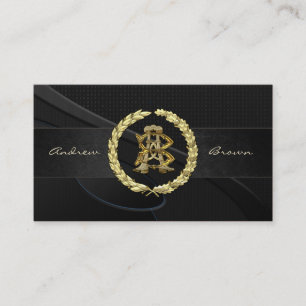 Tarjeta De Visita Monograma AB y BA [Gold+Fabric]