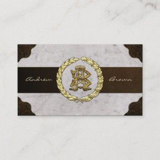 Tarjeta De Visita Monograma AB y BA [Oro+Cuero]
