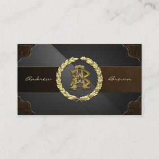 Tarjeta De Visita Monograma AB y BA [Oro+Cuero]