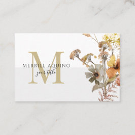 Tarjeta De Visita Monograma Acuarela Flores silvestres