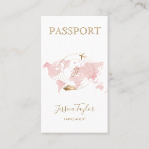 Tarjeta De Visita Monograma Agente de viajes Pasaporte Foto del Mapa