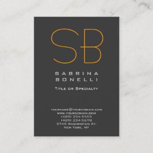Tarjeta de visita monograma amarillo Chubby Gray N
