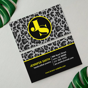 Tarjeta De Visita Monograma amarillo Clásico Leopardo Imprimir Rocka