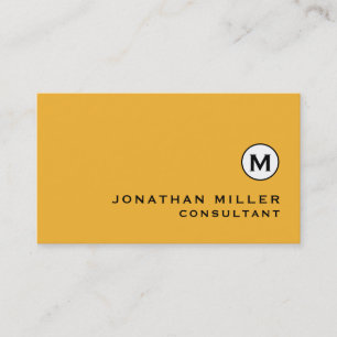 Tarjeta De Visita Monograma amarillo mostaza moderno de moda