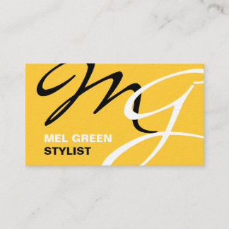 Tarjeta De Visita Monograma amarillo negro moderno