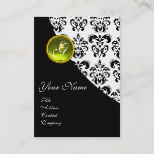 TARJETA DE VISITA MONOGRAMA AMARILLO TOPAZ DAMASK