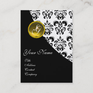 TARJETA DE VISITA MONOGRAMA AMARILLO TOPAZ DAMASK