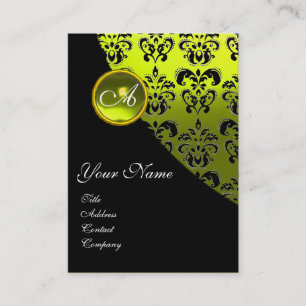 TARJETA DE VISITA MONOGRAMA AMARILLO TOPAZ DAMASK