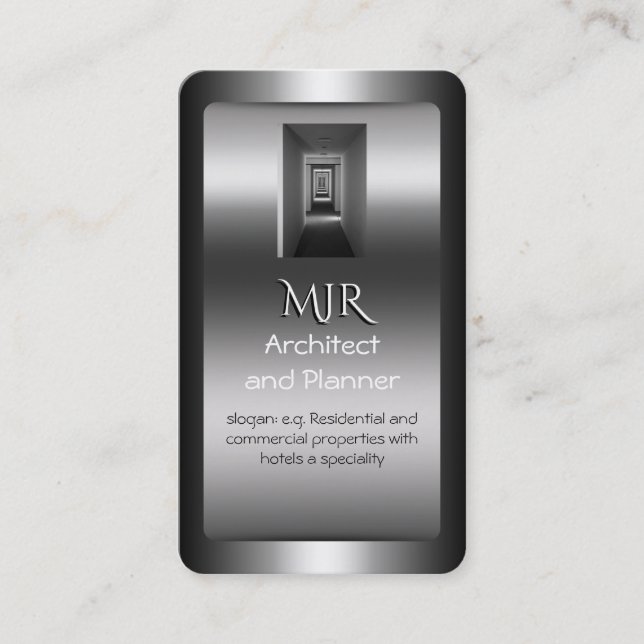 Tarjeta De Visita Monograma, arquitecto y planificador, efecto croma (Anverso)