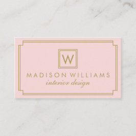 Tarjeta De Visita Monograma Art Decó Rosa y Oro