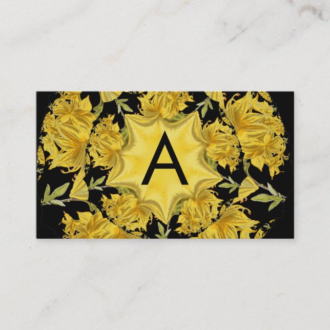 Tarjeta De Visita Monograma Azalea amarillo y negro (Anverso)