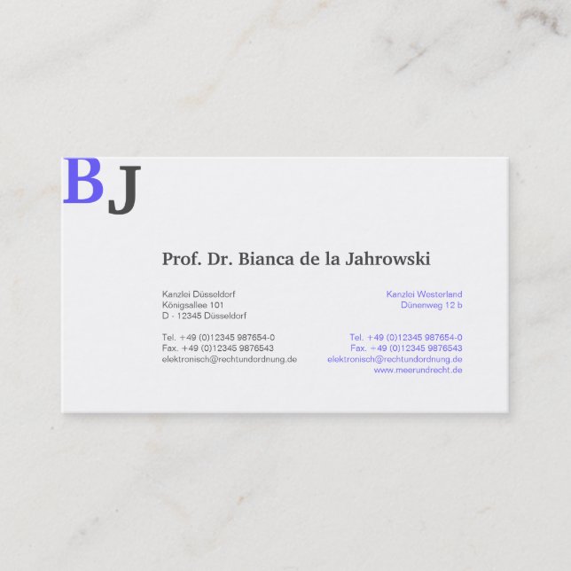 Tarjeta De Visita Monograma azul (Anverso)