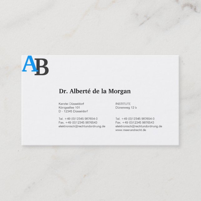Tarjeta De Visita Monograma Azul (Anverso)