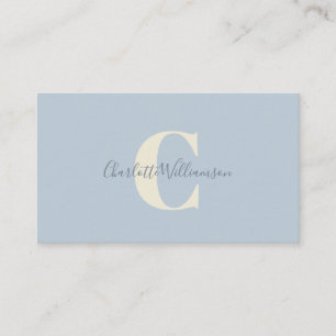 Tarjeta De Visita Monograma azul claro con nombre superpuesto en let