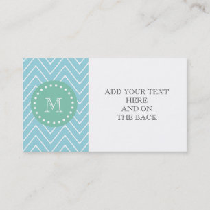 Tarjeta De Visita Monograma azul de la verde menta del modelo el  