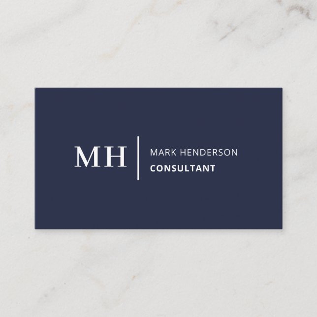 Tarjeta De Visita Monograma azul marino Moderno elegante (Anverso)