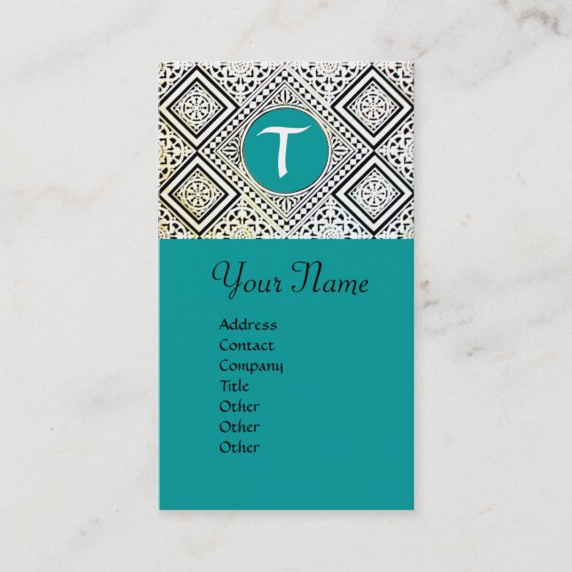 TARJETA DE VISITA MONOGRAMA AZUL NEGRO Y BLANCO DE ÁGUILA ROMANA DAM (Anverso)