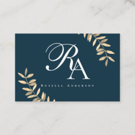 Tarjeta De Visita Monograma azul simple