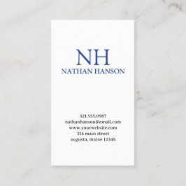 Tarjeta De Visita Monograma azul simple moderno