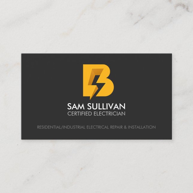 Tarjeta De Visita Monograma B de contratista eléctrico (Anverso)