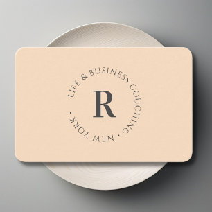 Tarjeta De Visita Monograma, Beige mínimo