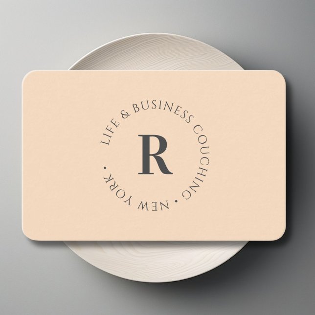 Tarjeta De Visita Monograma, Beige mínimo (Monogram, Minimum Beige Business Card)