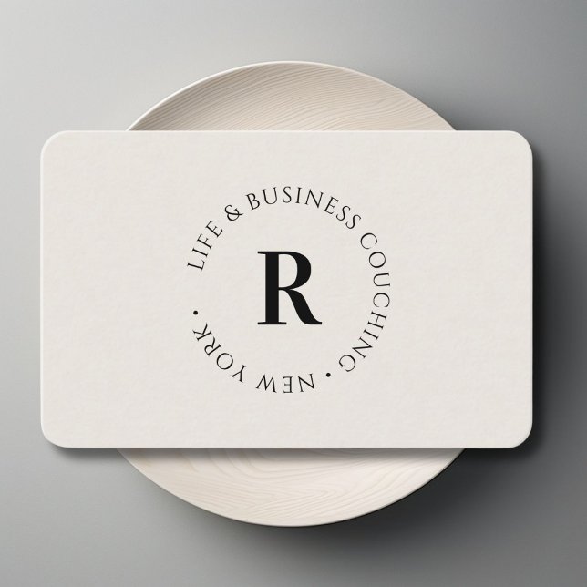 Tarjeta De Visita Monograma, Beige mínimo (Monogram, Minimum Beige Business Card)