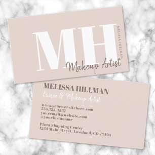 Tarjeta De Visita Monograma Beige Neutral Simple Profesional
