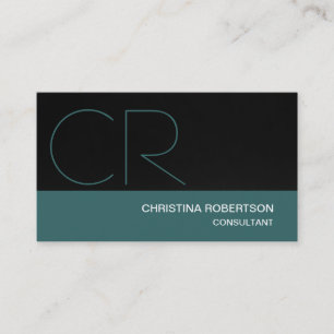 Tarjeta de visita Monograma Black Blue Consultor