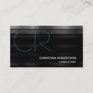 Tarjeta de visita Monograma Black Blue Consultor