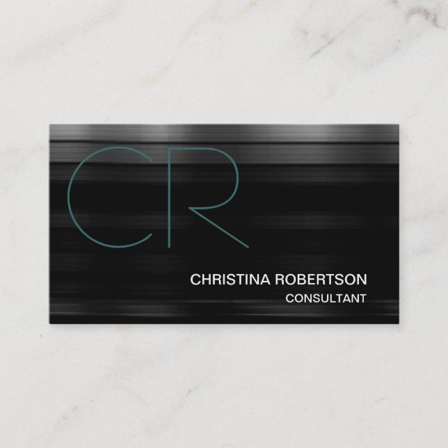 Tarjeta de visita Monograma Black Blue Consultor (Anverso)