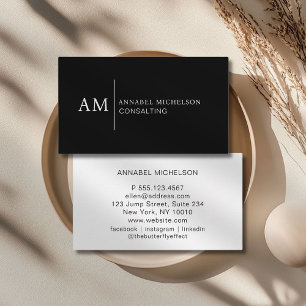 Tarjeta De Visita Monograma Black Business Card