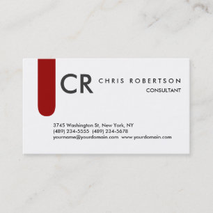 Tarjeta De Visita Monograma Black Gray Red Business Card