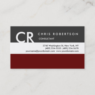 Tarjeta De Visita Monograma Black Gray Red Business Card
