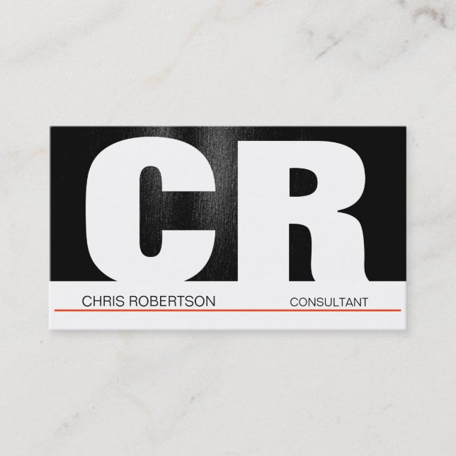 Tarjeta De Visita Monograma Black Gray Red White Business Card (Anverso)