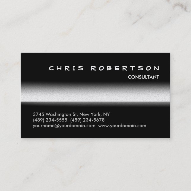 Tarjeta De Visita Monograma Black Gray Trendy Business Card (Anverso)