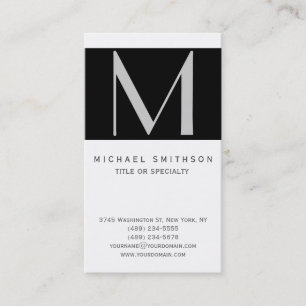 Tarjeta De Visita Monograma Black Gray White Simple Business Card