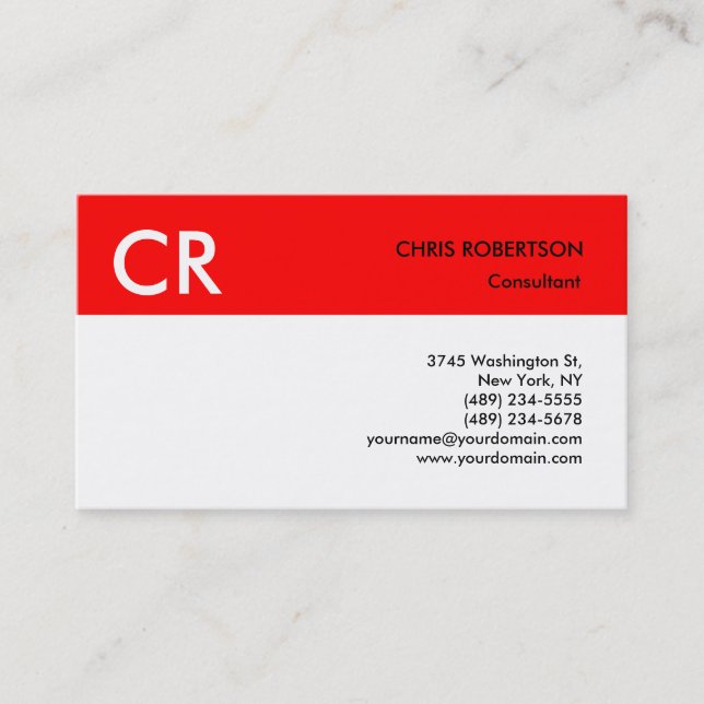 Tarjeta De Visita Monograma Black Red Business Card (Anverso)
