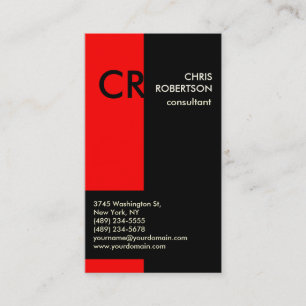 Tarjeta De Visita Monograma Black Red Business Card