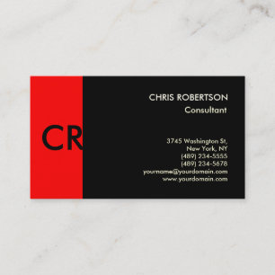 Tarjeta De Visita Monograma Black Red Business Card