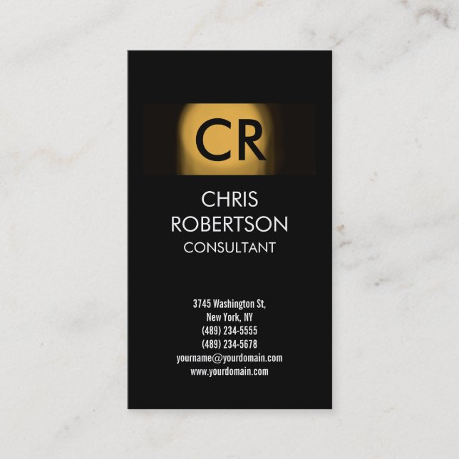 Tarjeta De Visita Monograma Black White Business Card (Anverso)