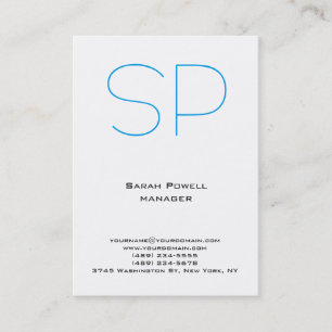 Tarjeta De Visita Monograma blanco azul simple elegante único