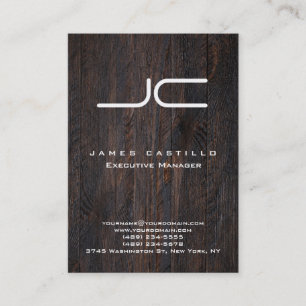 Tarjeta De Visita Monograma blanco de madera oscura profesional