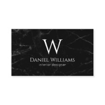 Monograma blanco de mármol negro moderno elegante